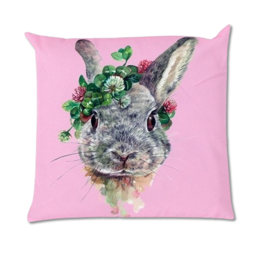 Kissen Hase mit Blumen, CUTE BUNNY 45x45cm