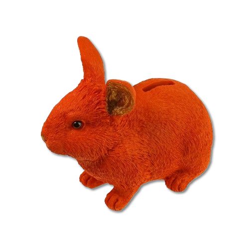 Spardose, Sparhase orange. Höhe 16cm