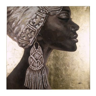 Gemälde &quot;Frau Aayana&quot;, gold, 100x100cm